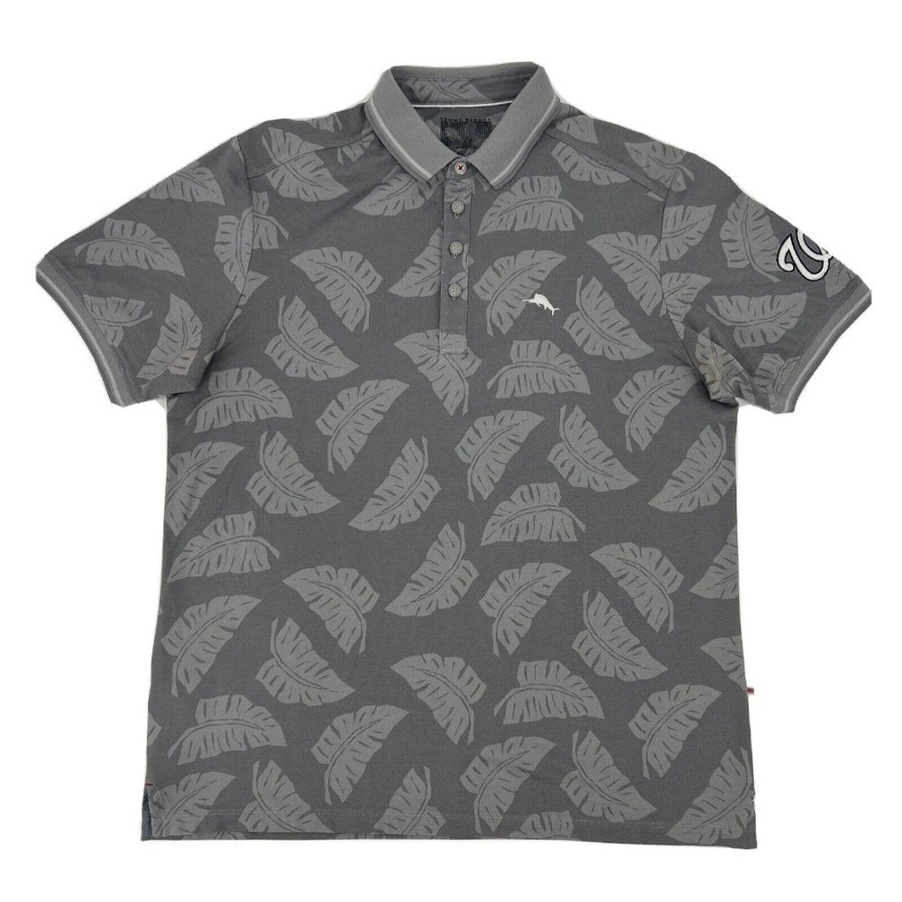 Tommy Bahama Shirt Men's M Gray Polo MLB Palm Pro‎ Washington Nationals